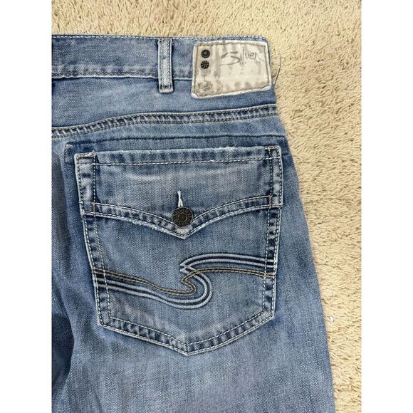 Silver Men's Jeans 38x32 Denim Zac Relaxed Fit Straight Leg Medium‎ Wash Pockets - Picture 6 of 11